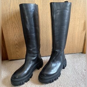 Marc Fisher Malena Leather Black Boots